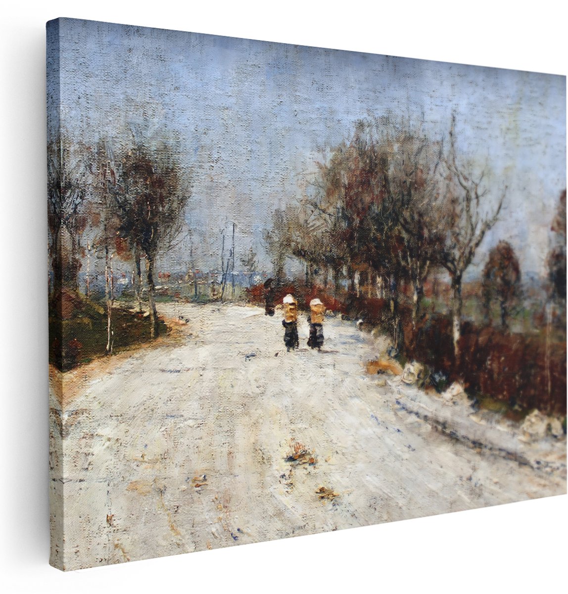 Artaza Canvas Schilderij Landschap - 160x120 cm - Groot - Wanddecoratie Winter - Muurdecoratie Impressionisme - Kamer Accessoires Woonkamer