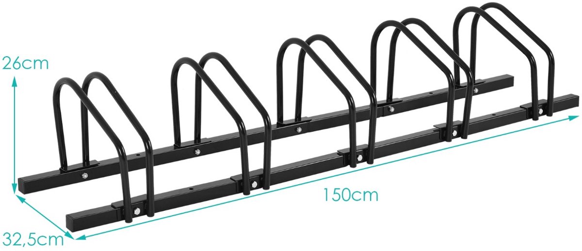 SureDeal® - Cardio fitne - Fietsenrek - Kinderen Fiets Bergfiets - Stuntfiets Fietsenstalling - Huis - Tuin - Gang - 150x32,5x26 cm - Zwart
