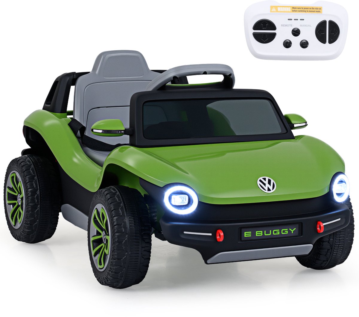 SureDeal® - Rijdend speelgoed - Officieel Volkswagen kinderelektrische - Afstandsbediening Claxon Led - Muziek - 107,5x56x47,5 cm - Groen