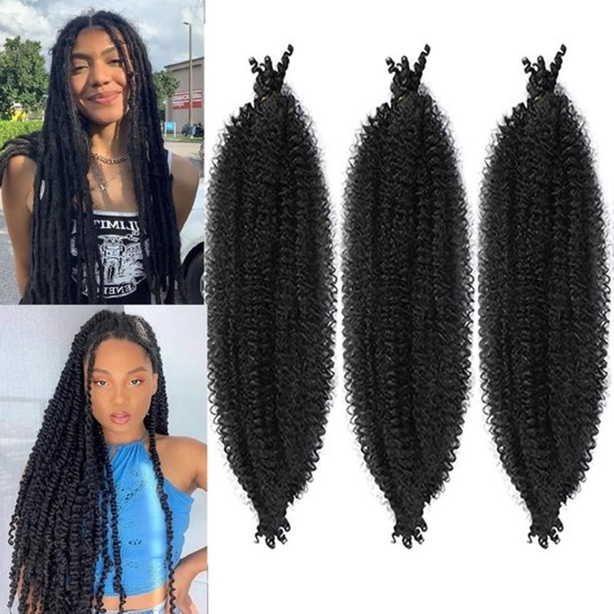 Springy Afro Twist Vlechthaar 16 Inch Voorgeprepareerd Kinky Marley Twist Haar voor Butterfly Locs