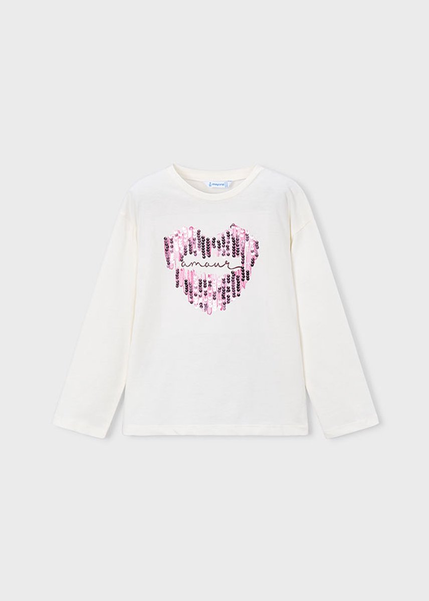 MAYORAL - Meisjes t-shirt - Maat 92 - Meisjes - 96 Natur-Malv -
