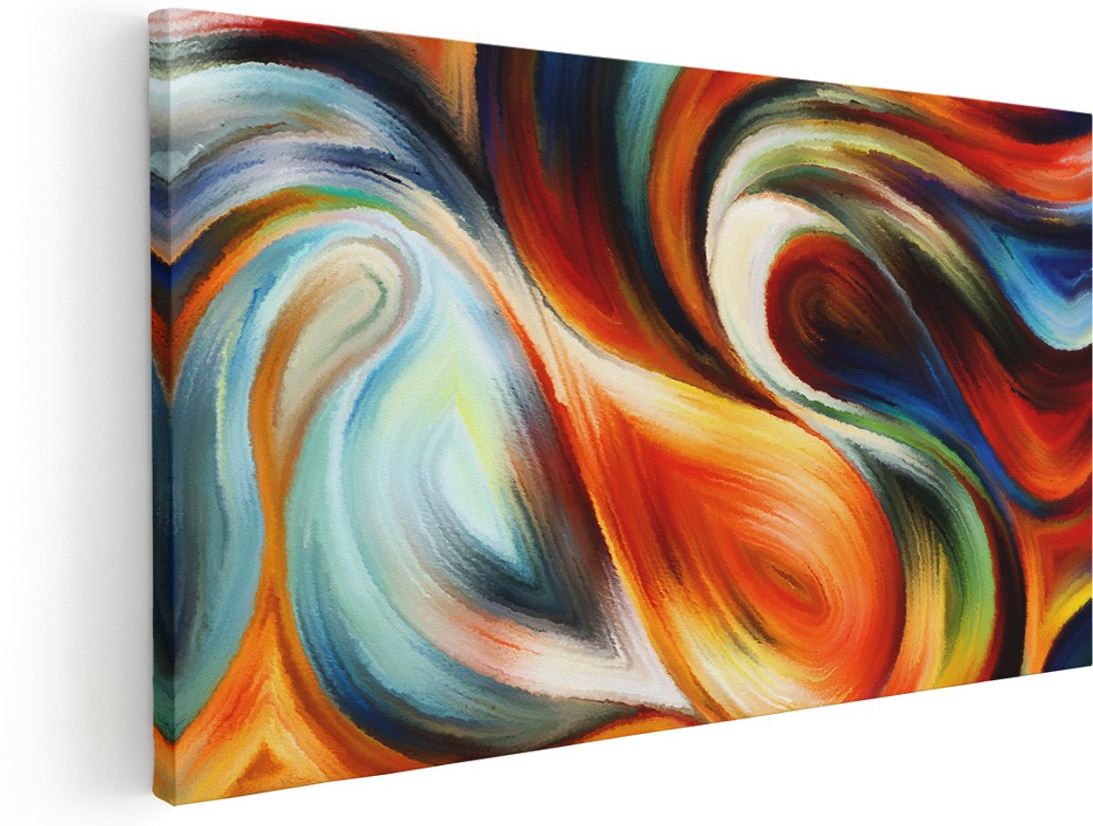 Artaza Canvas Schilderij Abstracte Kunst van Kleurrijke Verf - 180x90 cm - Groot - Wanddecoratie Woonkamer - Schilderijen - Muurdecoratie