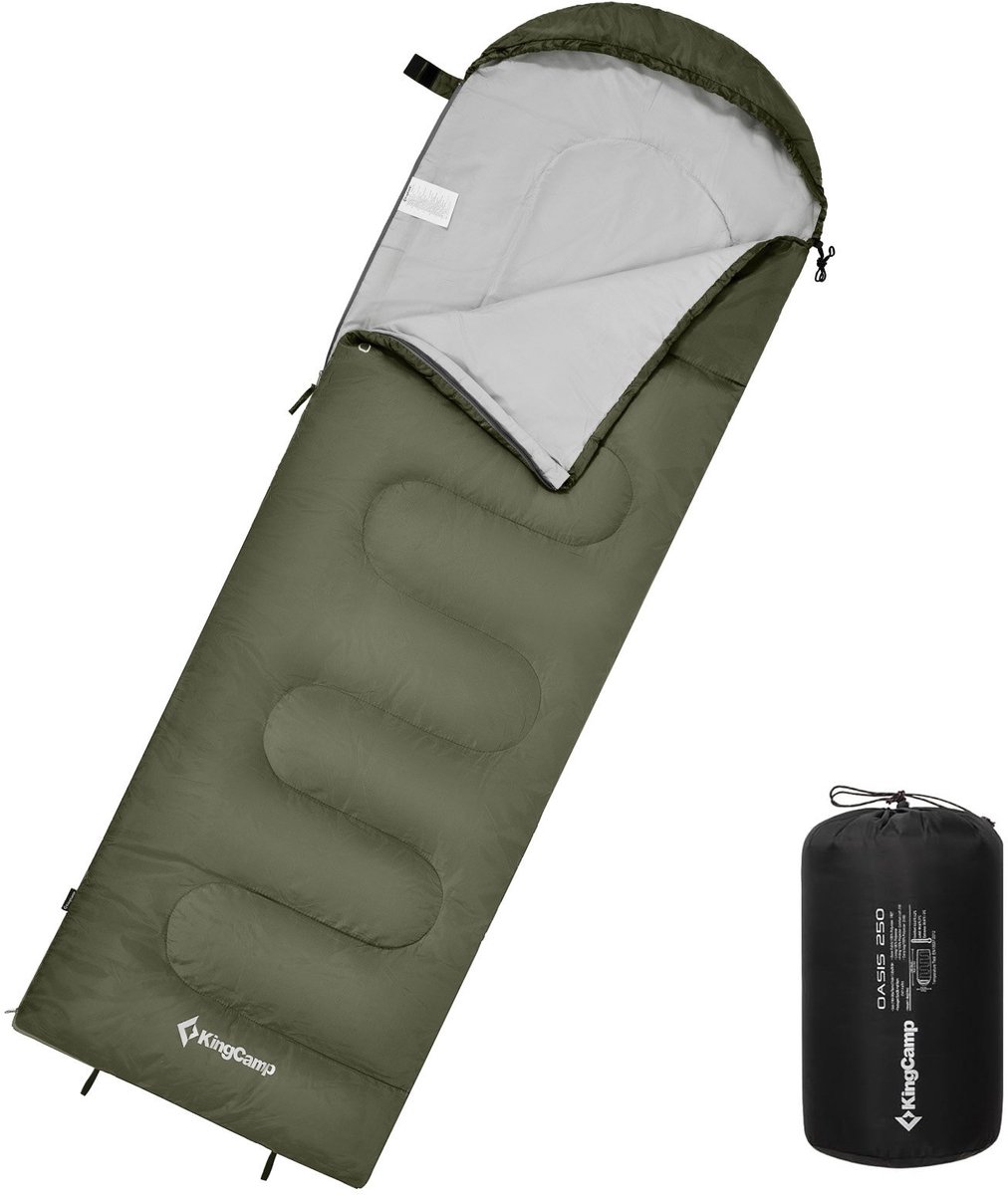 Deken-slaapzak Oasis 250 zomer - Camping Outdoor 2,2 m lang & breed -3 °C
