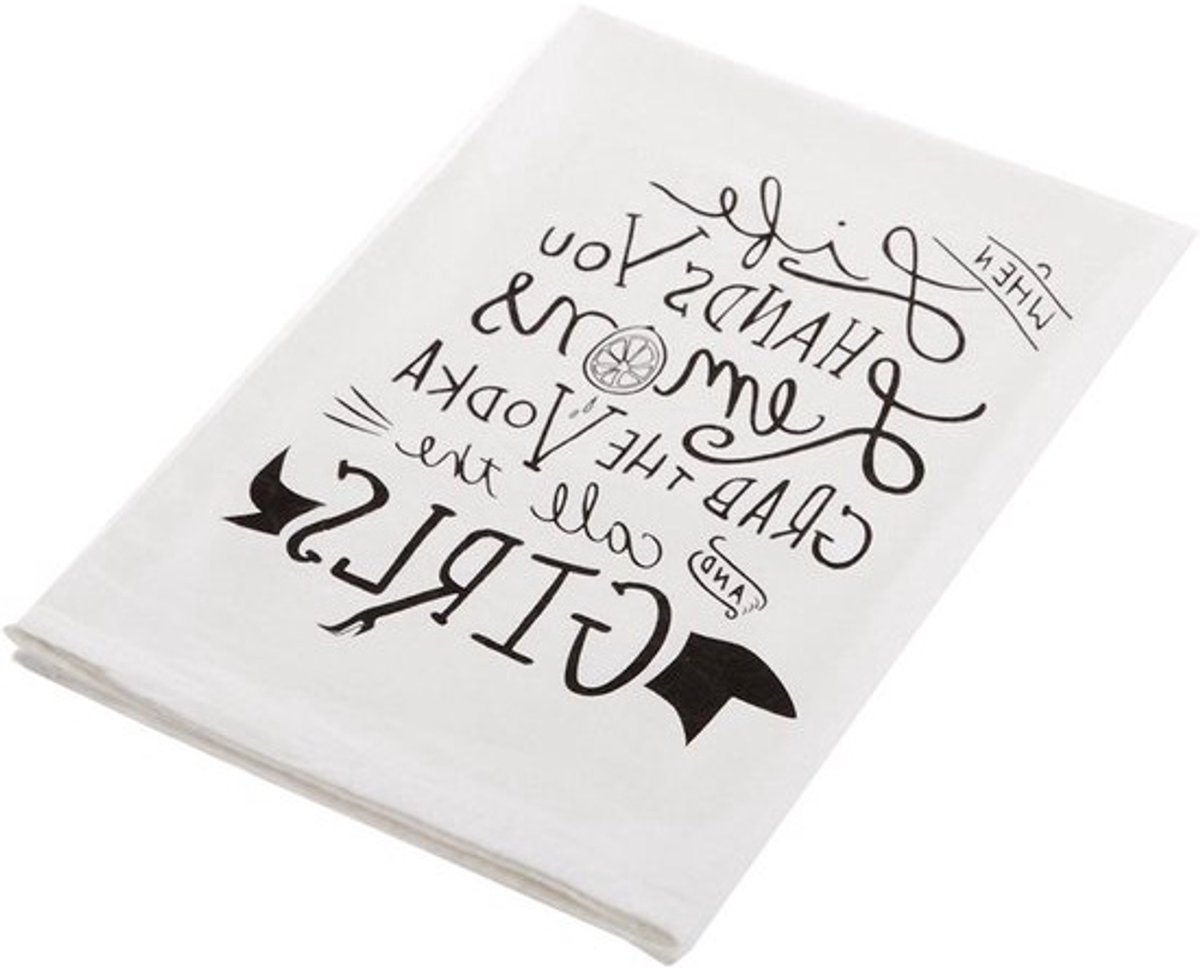 Theedoek Grappige Tekst - Keukendoek Keukentextiel - Keuken Decoratie - Hoge Kwaliteit Katoen - 71 x 71 cm - Meerkleurig