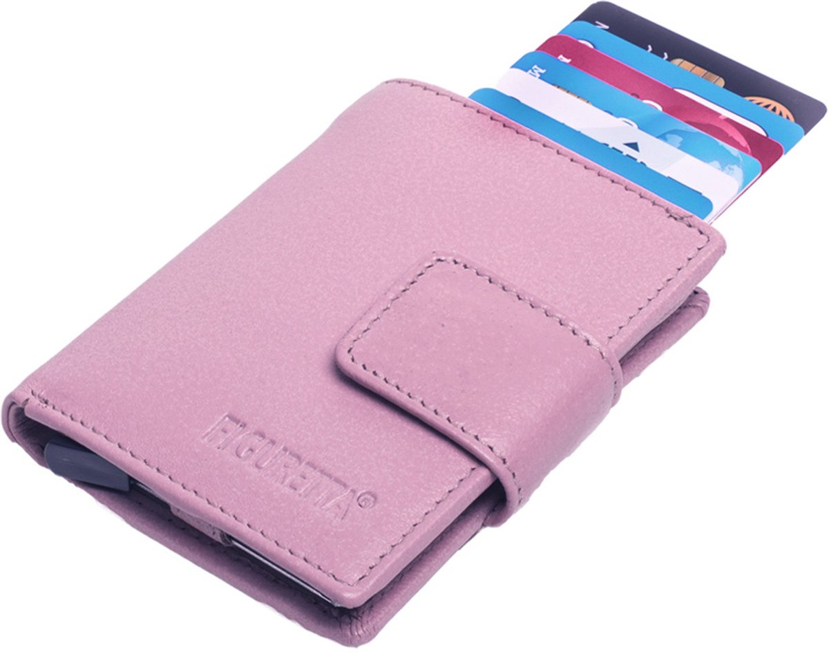 Figuretta Cardprotector Leren Portemonnee met RFID Bescherming Roze