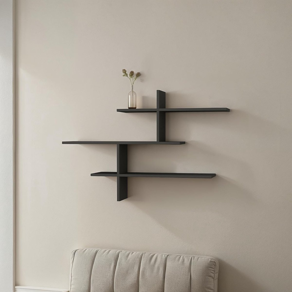 PICUS Wandplank met 3 Lagen – Verschillende Kleuropties – Eenvoudig te Monteren – Opslag voor Woonkamer of Kantoor – 123x81x22cm – Kleur: Antraciet