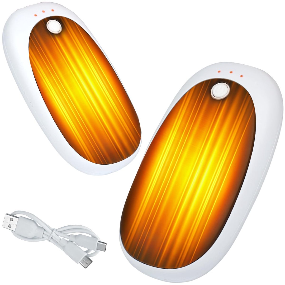 Dailygoods - Handwarmers, oplaadbaar, 2 stuks, magnetische elektrische draagbare verwarming, 6000 mAh, zakformaat, ultralicht en dun, 3 standen, verwarming, snel opwarmen, herbruikbare warme handen voor buiten