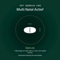 Illustratie van een witte, ovale tablet met een streep. Bonusan Multi Natal Actief: 2 maal daags een tablet.