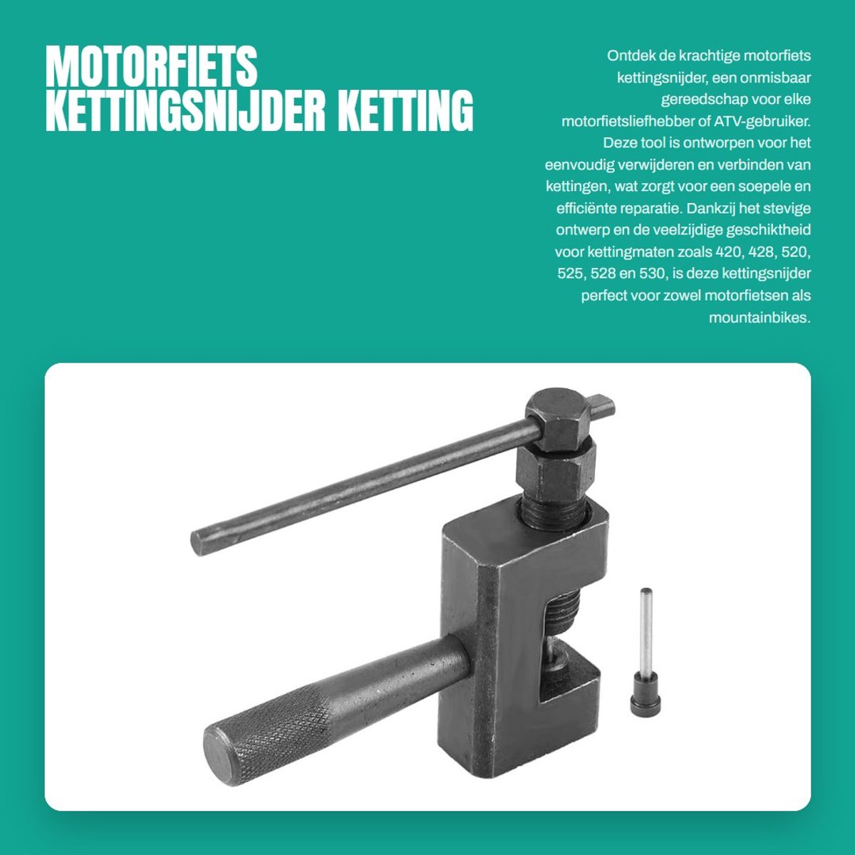 Dailygoods- Kettingsnijder Hoogwaardige Legering - Motorfiets/Fiets/ATV - Kettingtool 420/428/520/525/528/530 - Slijtvast/Corrosiebestendig - Vingerhoeddiameter 3,5 mm - Pakketgewicht 500 g - Kettingbreker