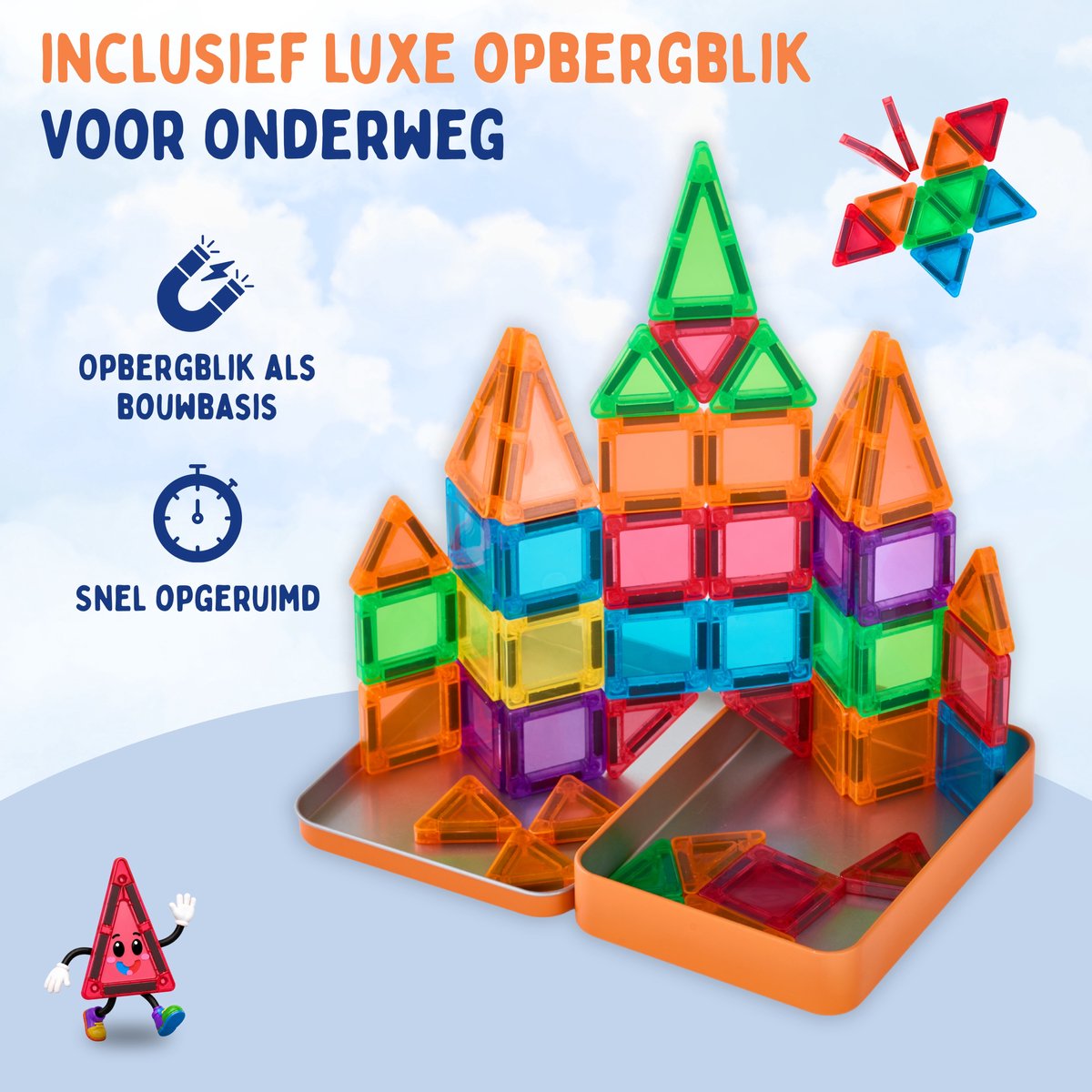 Playablez Mini Magnetic Tiles Travel Set - 36 Stuks - Magnetische Tegels Reisset met Opbergblik - Reisspeelgoed voor Onderweg - Magnetisch Bouwspeelgoed Montessori Speelgoed voor in de Auto in het Vliegtuig - Magna Magneten Speelgoed Jongens Meisjes — cadeau in Spellen & Speelgoed - foto 7