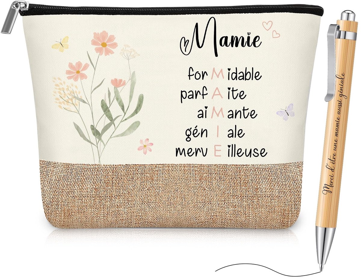 Dailygoods - Photect 3 Cadeausets Voor Oma Make-Uptasje Balpen Houten Boekenlegger Cadeau Voor Oma Verjaardag Kerst Pensioen Omadag