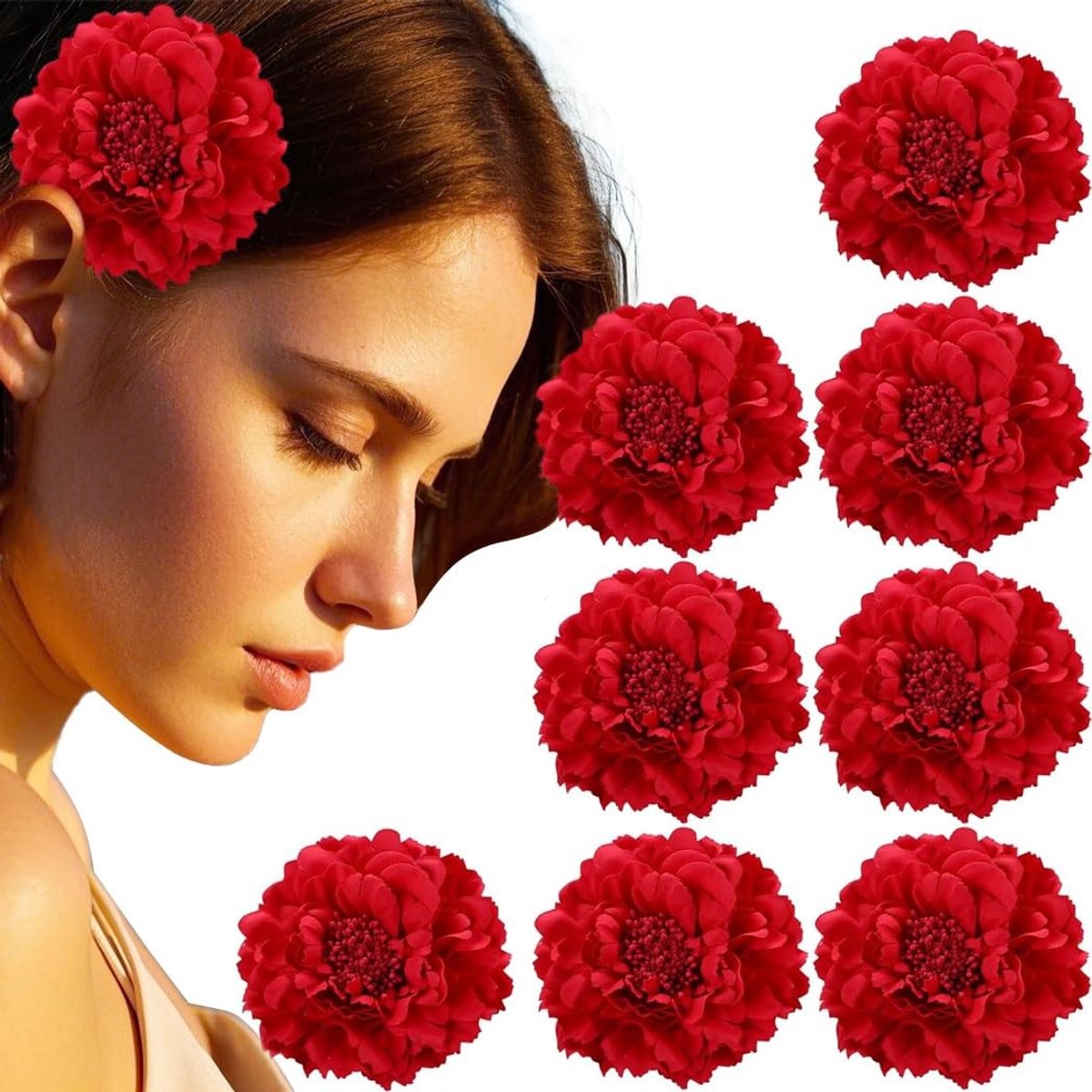 Dailygoods - Set van 8 Hawaïaanse Bloemen Haarspelden voor Meisjes - Perfect voor Feestjes