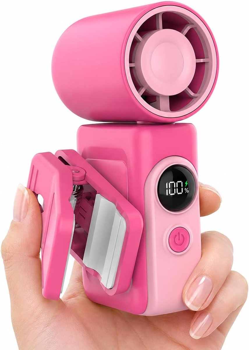 Populaire draagbare klemventilator zwart, oplaadbare mini handventilator voorzien van LED‑display, 360 graden draaibare en afneembare bevestigingsklem, geschikt als wandelwagenventilator, voor reizen en zomercadeau voor mannen en vrouwen