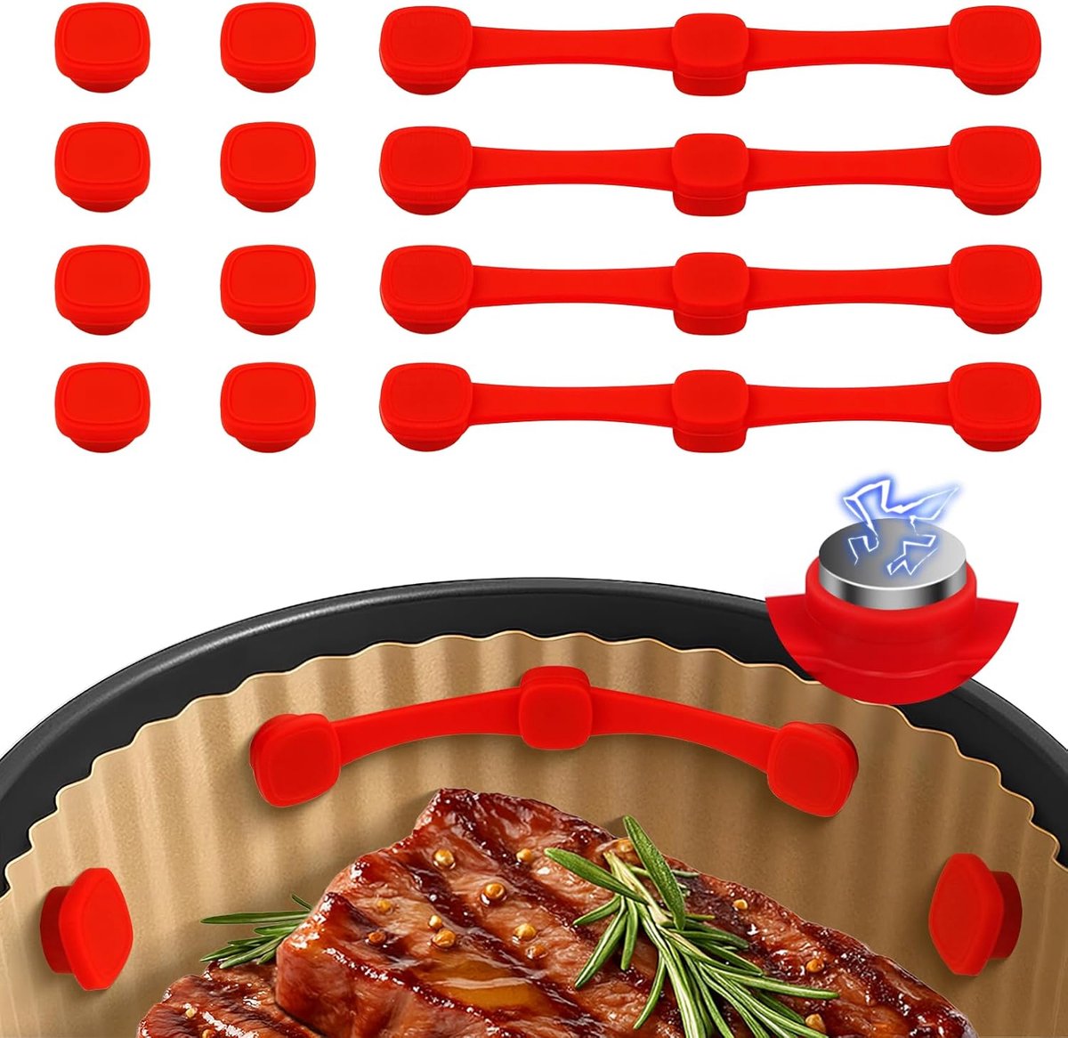 Airfryer Bakpapier Magneten Perkamentpapier Fixers Voorkom Verbrand Papier Krachtige Neodymium Magneten 12 stuks Rood