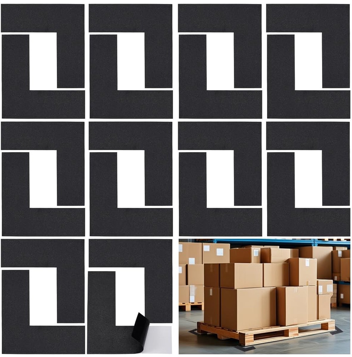 Dailygoods- Vloermarkering L-vormig 20 stuks - Duurzaam - Vloerstickers - Hoeksticker - 15 x 15 x 5 cm - Voor bureaus/magazijnvloer