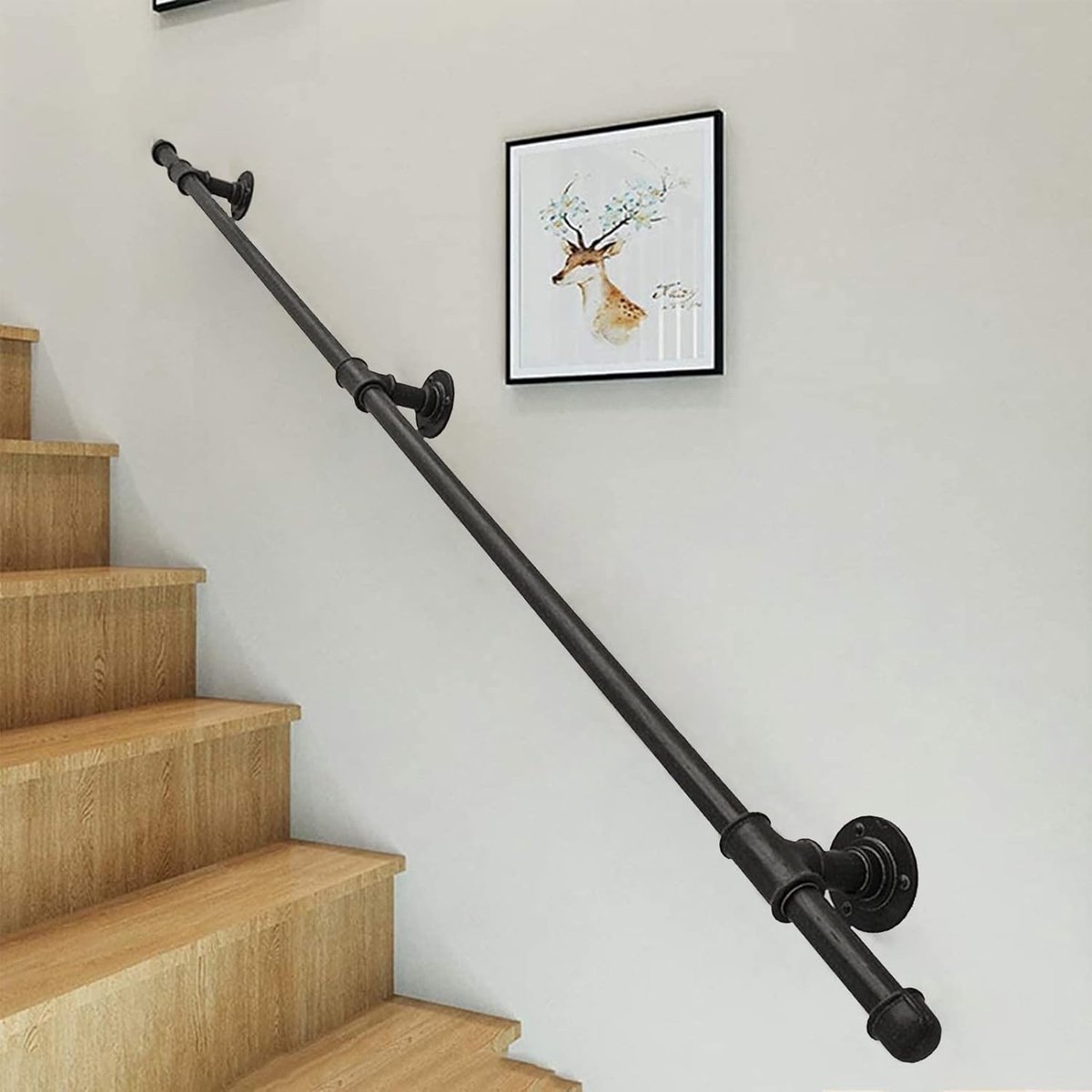 Trapleuning Set - Steunrail Metaal - Veilige Traplift - Roestwerende Coating - Tot 6 meter - Zwart