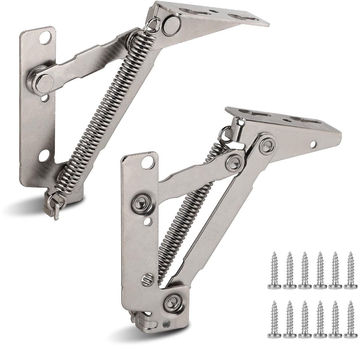 Dailygoods- Klepscharnier 80° met veer - Klepsteun - 12 schroeven - Draagkracht 4 kg - Linker/rechter scharnier - Scharnieren voor bevestiging