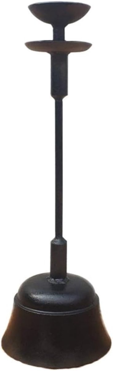 Kaarsenstandaard - Kandelaar IJzer - Sfeervol Diner - Antiroest Afwerking - 42x15cm - Zwart
