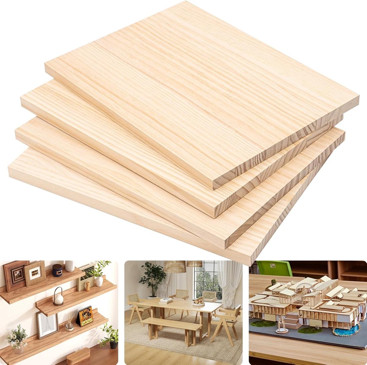 Houten Planken - Grenen Blanken - Hobby Project - Glad en Braamvrij - 4 Stuks - Natuurlijk