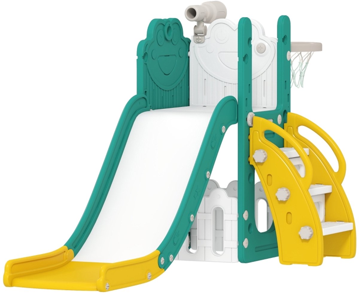 Kinderglijbaan Geel Groen Hdpe Vijf In Een Speeltoestel Voor Binnen En Buiten