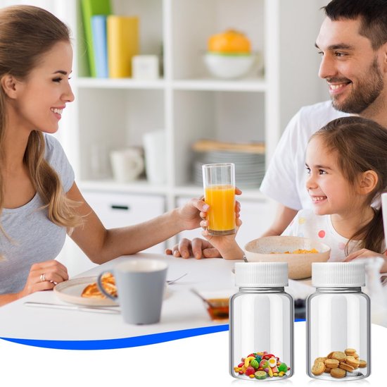 12 Stuks Juice Bottles - 100 ml Herbruikbare PET Flessen met Deksel voor Sap - Plastic Milk Bottle voor Sap en Waterdranken - Witte Flessen van Houssy. — afbeelding 5