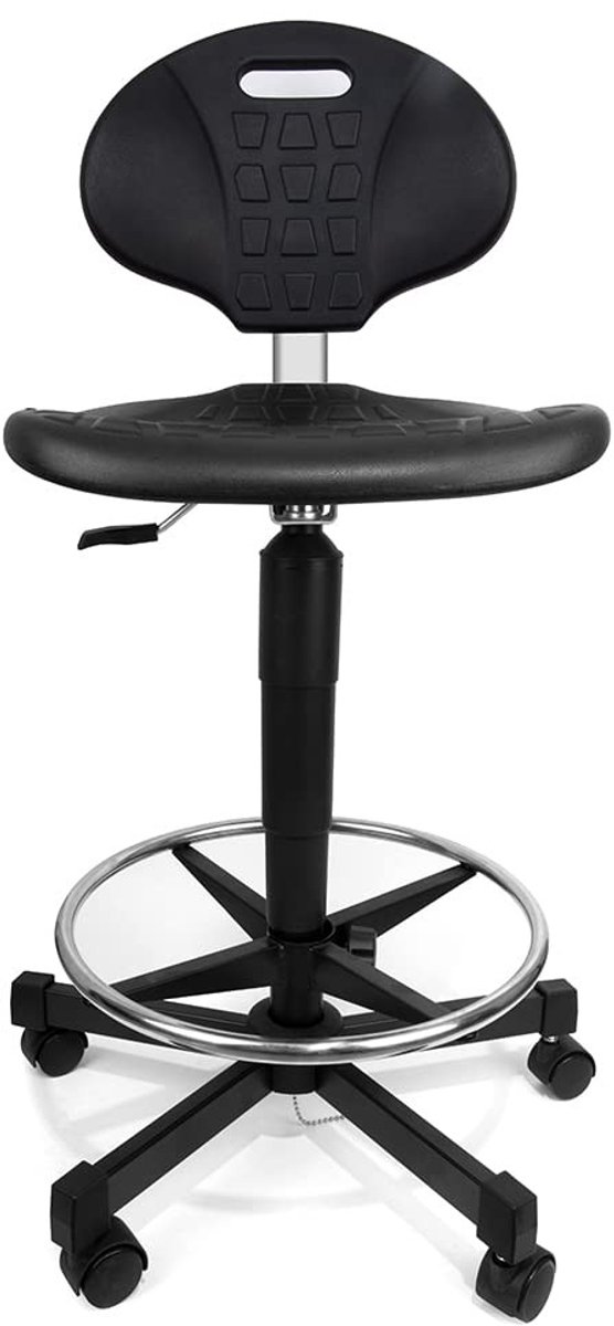 Dailygoods- Werkstoel hoge zithoogte - Verstelbaar 52-80 cm - Polyurethaan - Stalen basis - 200 kg draagkracht - Ergonomisch ontwerp - Bureaustoel