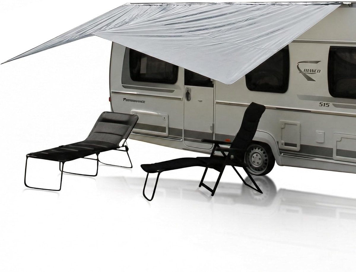 Caravan Zonnezeil - Luifel Stof - Kamperen Buiten - UV 50+ Bescherming - 3 x 24 m - Grijs