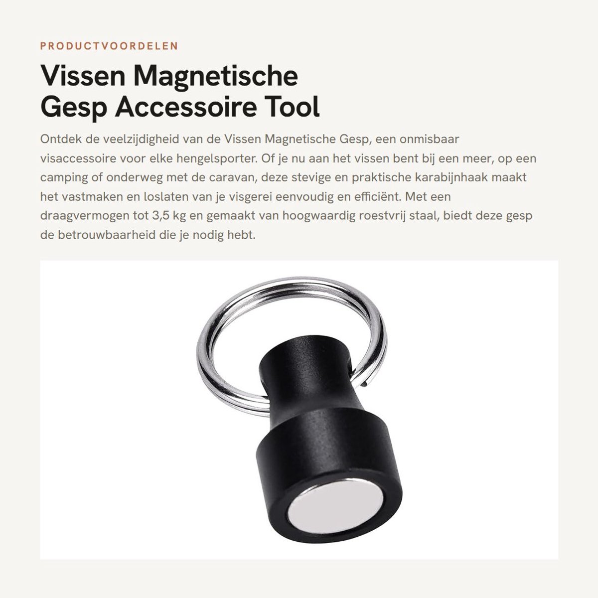 Dailygoods - Vissen Magnetische Gesp - Accessoire Tool - Roestvrij staal - Zwart of zilver - Magneet Karabijnhaak - Ideaal voor outdoor activiteiten -...