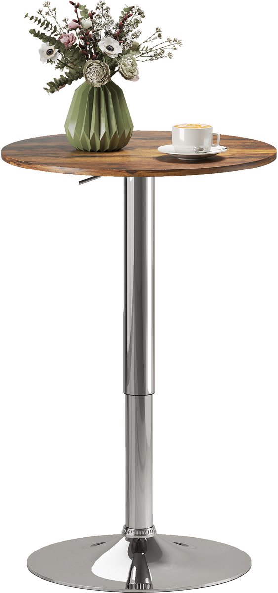 HOMCOM bartafel - Metaal - 60x60x93cm - Bruin