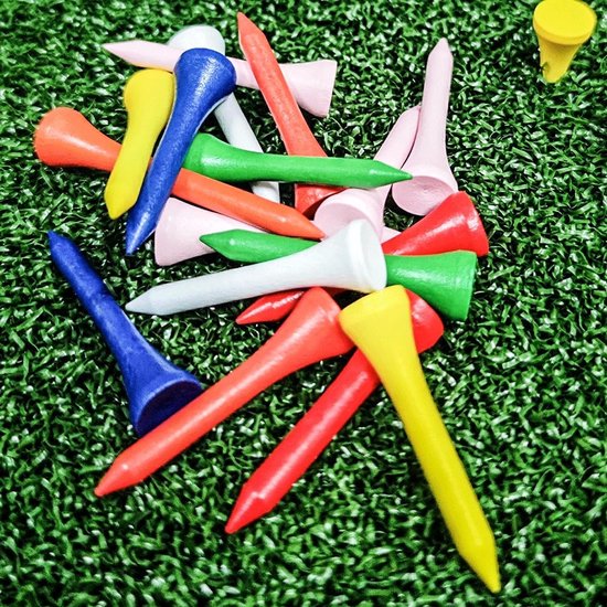 Dailygoods- Golf Tees 50 Stuks - Duurzaam Kunststof - Lange 73mm - Golf Accessoires - Rubber Kussen - Gemengde Kleuren — afbeelding 5