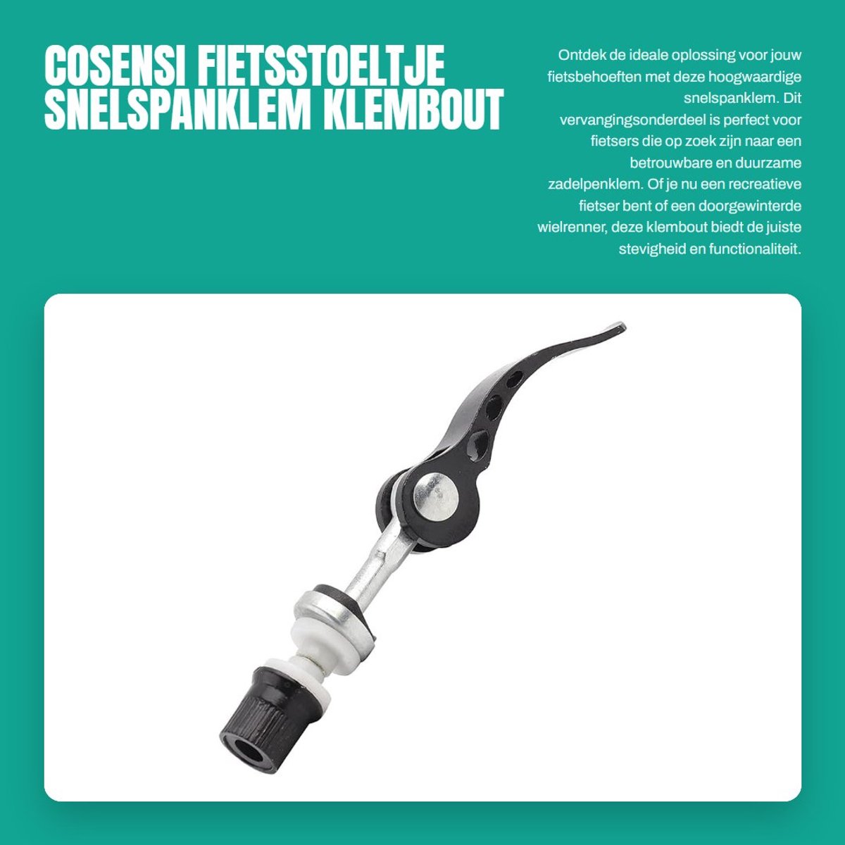 Dailygoods- Fietsstoeltje Professionele Klem - Zadelpenklem - Aluminiumlegering - Snelsluiting - Zwart - Afmetingen 5 mm x 60 mm - Zadelklem