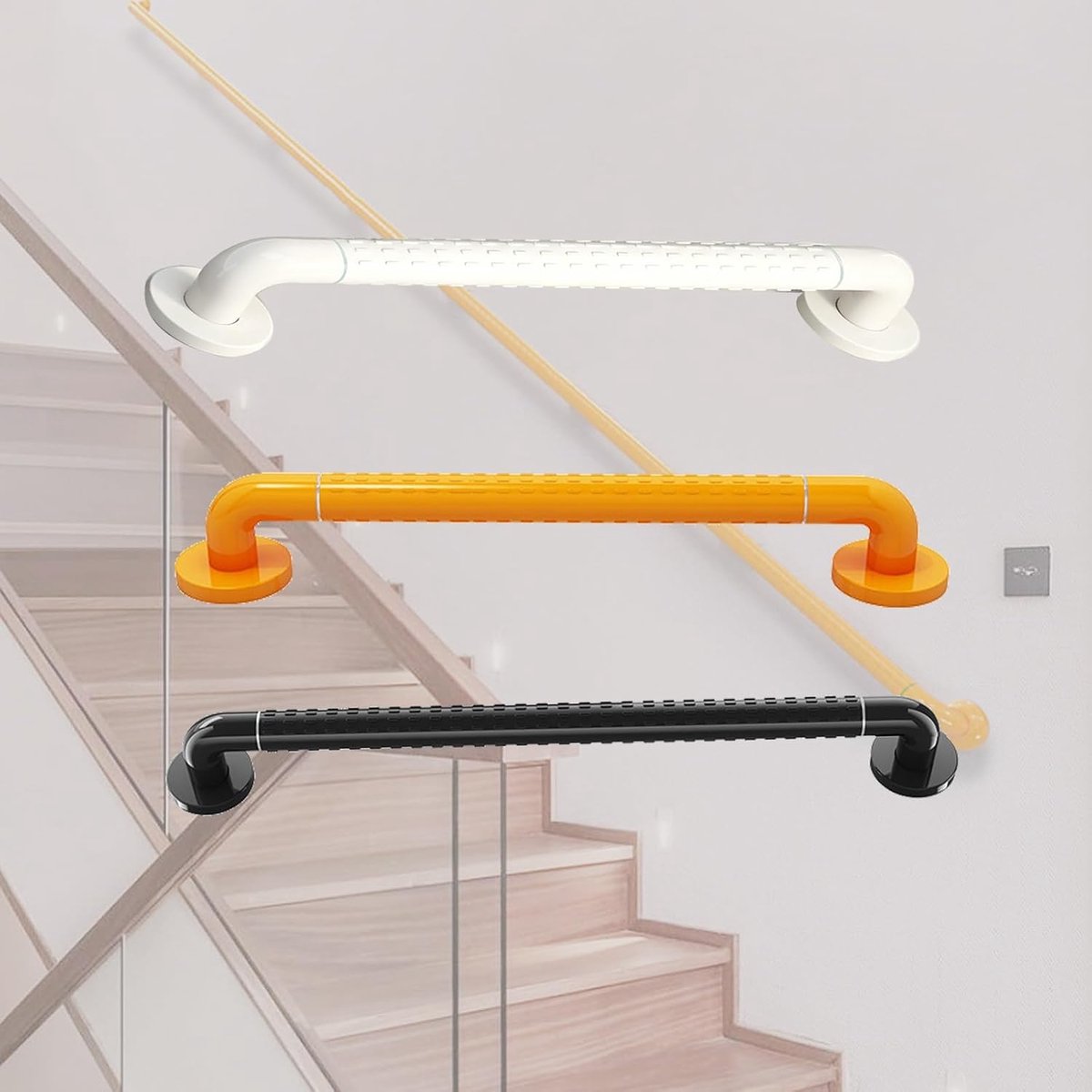 Veiligheidsstang Badkamer - Trapleuning Muur - Ondersteuning Traplopen - Roestvrij Staal 304 - 80 cm Lengte - Geel