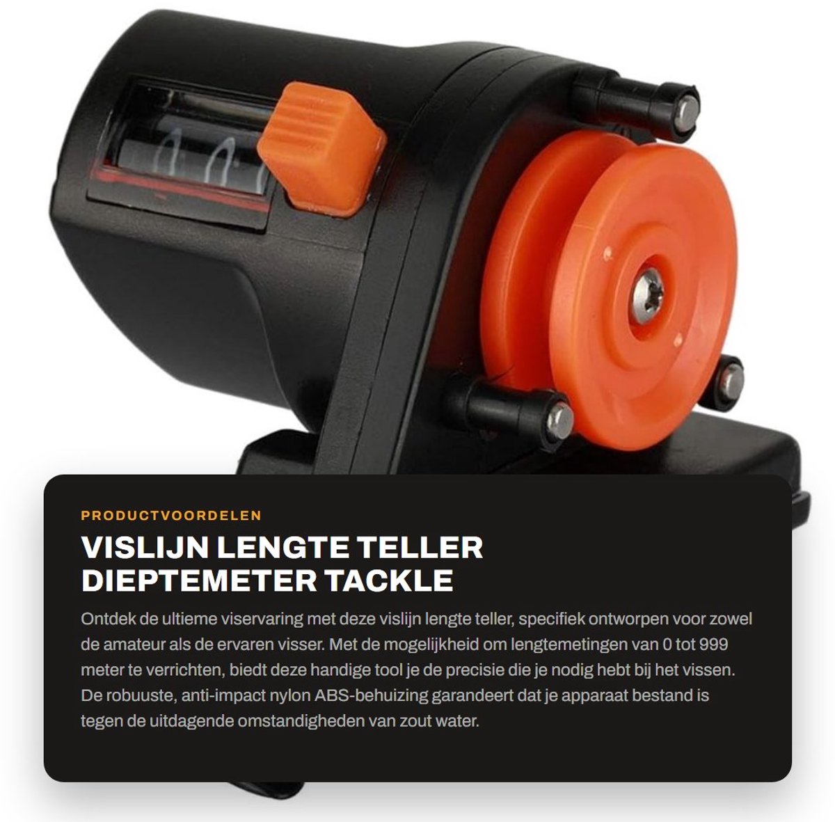Dailygoods- Vislijn Teller Mechanisch - 0-999M Lengte - Dieptemeter - Tackle Tool - Anti-impact Behuizing - Sterke Lijnloper - Lijnmeter