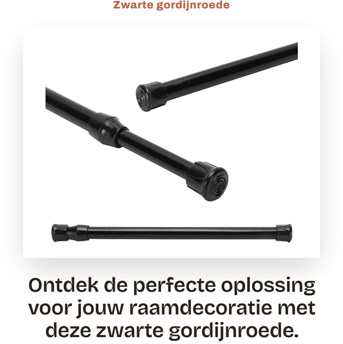 Dailygoods- Gordijnroede Zwart - Uitschuifbaar - Verstelbaar - Koolstofstaal - Diameter 1,3 cm - Geschikt voor keuken/badkamer - Gordijnrail
