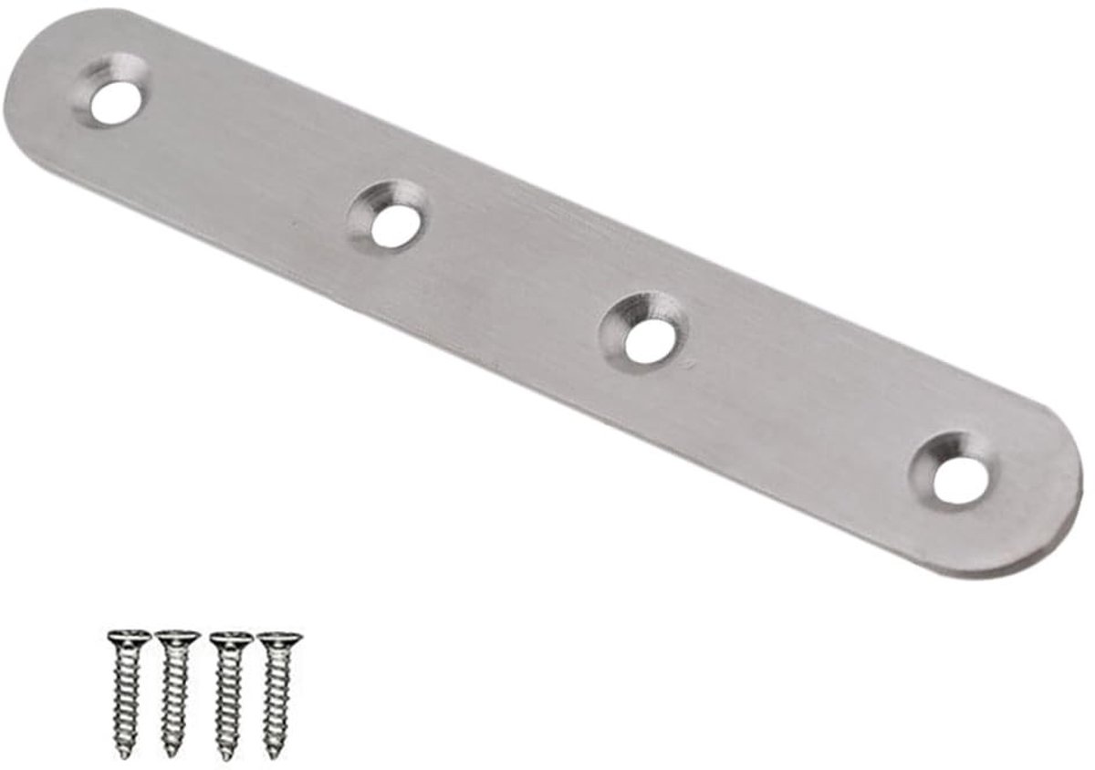 Dailygoods- Beugels Roestvrij Staal - Platte Beugel - Bevestigingsplaten - Herstelplaten - Aansluitplaten - Eenvoudig te installeren 125x19x3mm - Hoekbeugels