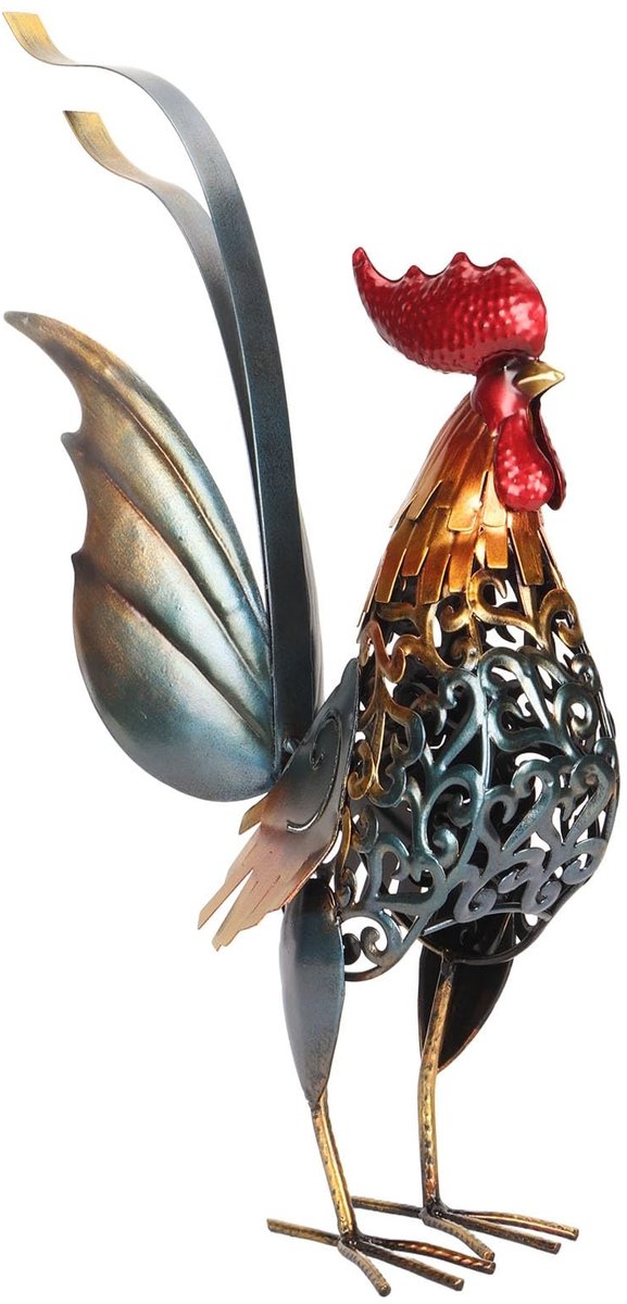 Dailygoods- Haansculptuur Hol Ontwerp - IJzeren Tuindecoratie - Decoratief Beeld - Duurzaam Materiaal - Afmetingen 39,5 x 50 x 11,8 cm - Levensechte Details