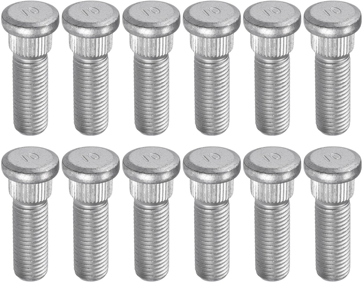 Dailygoods- Wielbout M12x1.5 - Chroomstaal - Getande Bout met Clipkop - 12 Stuks - Corrosiebestendig - Snelle Vervanging - Wielmoer