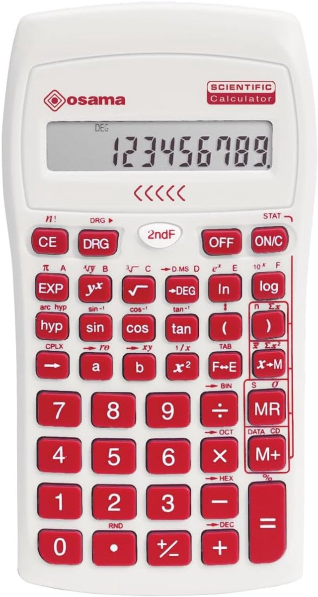 Wetenschappelijke Rekenmachine - 56 Functies Rekenmachine - Examen Goedgekeurd - Schuifhoes Bescherming - 16.3 cm - Rood