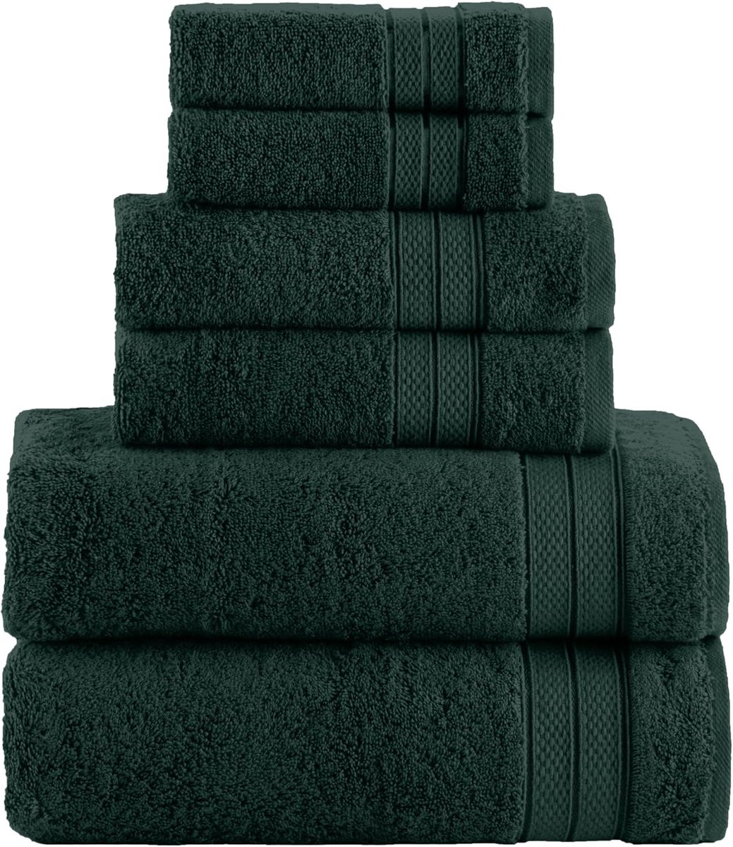 Luxe Handdoeken Set - Badkamer Textiel - Dagelijks Gebruik - 100% Turks Katoen - 6 Delig - Groen