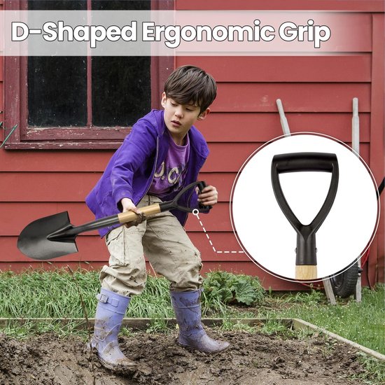 Kleine schop - Handgereedschap - Tuinieren en strand - Ergonomisch D-handvat - 28 inch - Metaal — afbeelding 3