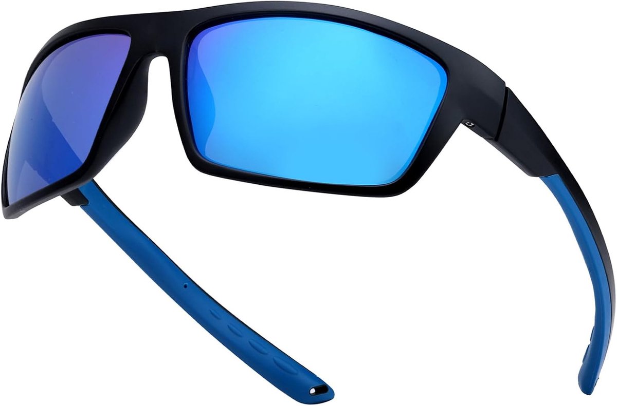 Gepolariseerde Zonnebril - Sportbril UV400 - Veilig Fietsen - Lens uit één stuk - 68mm lensbreedte - Zwart