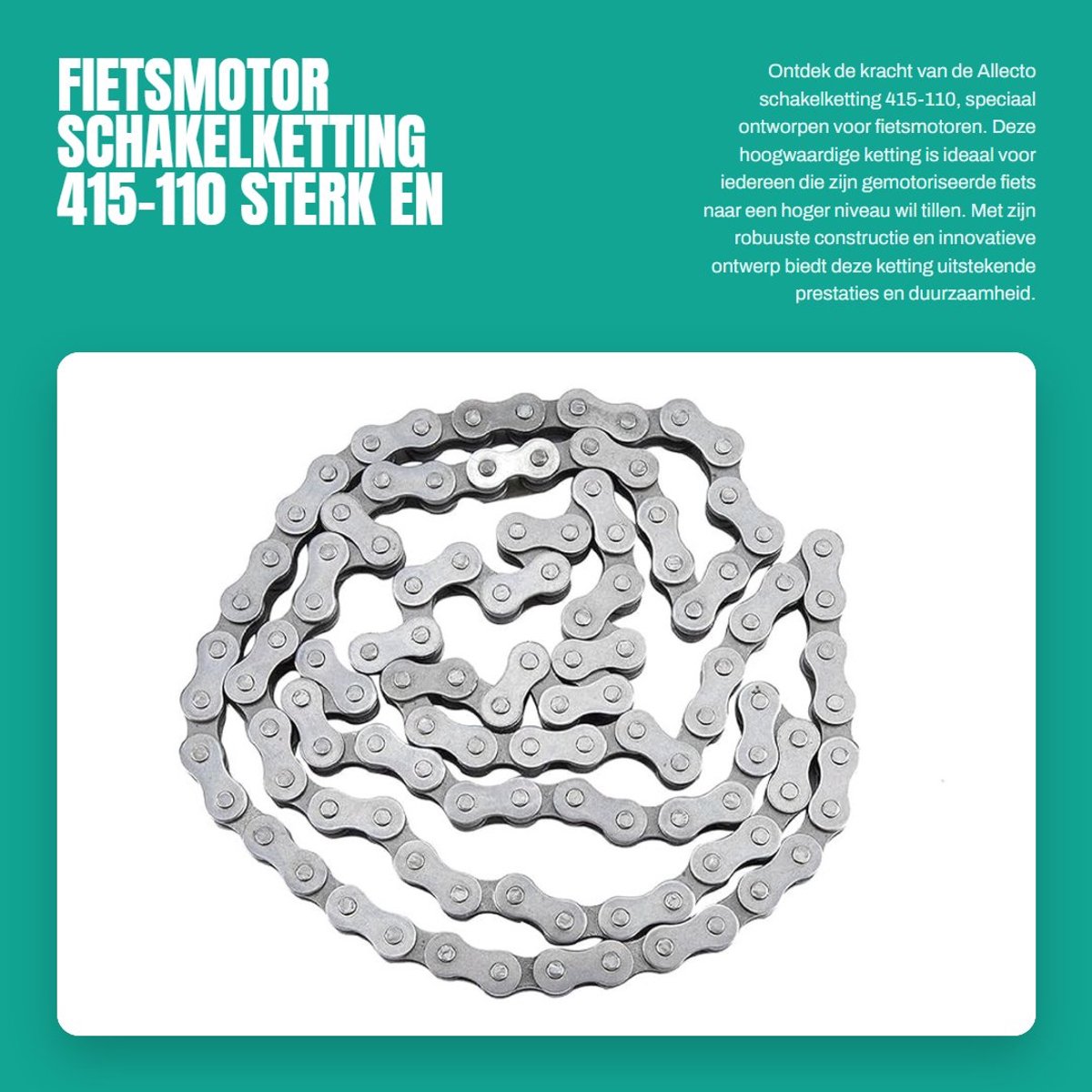 Dailygoods- Schakelketting Hoogwaardig Roestvrij Staal - Fietsmotor 415-110 - Duurzaam - Corrosiebestendig - Lange Levensduur - Innovatief Ontwerp - Motorfiets Ketting