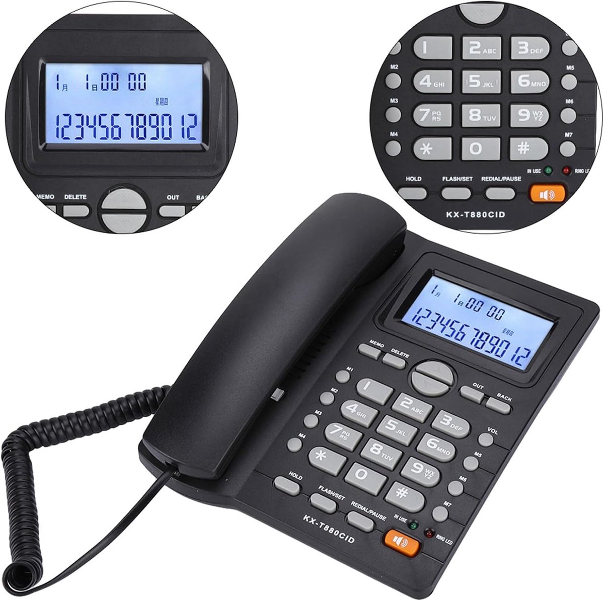 Telefoon met Antwoordapparaat - Vaste Telefoon - Thuis Bellen - Met Oproepweergave - 23 cm - Zwart