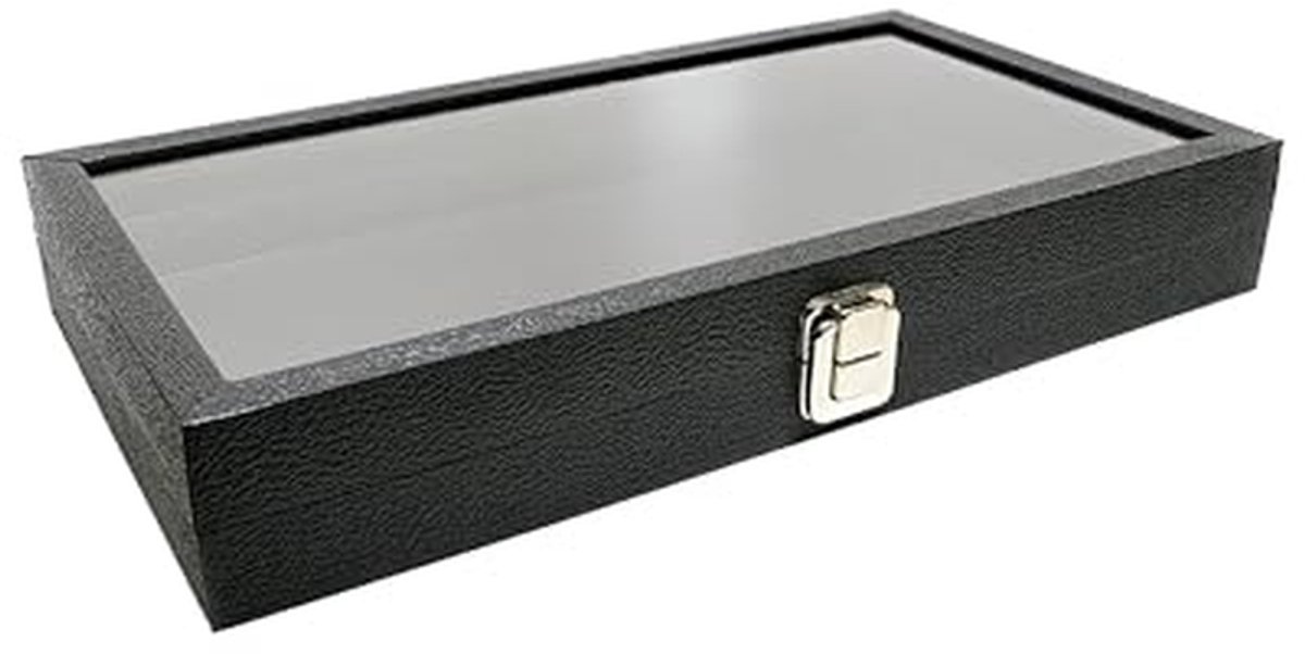 Sieraden Vitrine - Juwelendoos - Veilig Opbergen - Glazen Deksel - Groot Formaat - Zwart