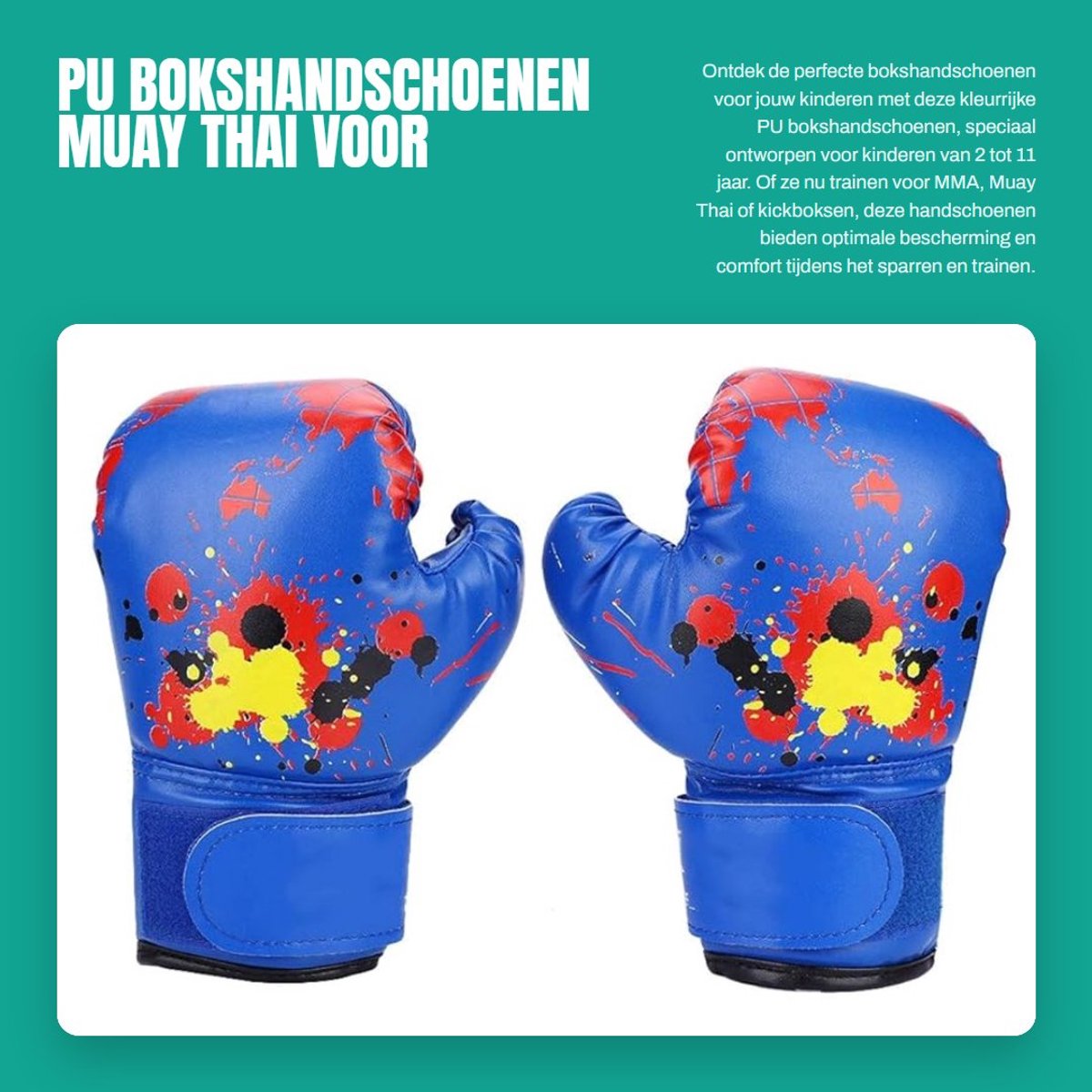 Dailygoods- Bokshandschoenen Kinderen - Duurzaam - Klittenbandsluiting - MMA/Kickboksen - Sparring - Tevredenheidsgarantie - Vechtsporthandschoenen
