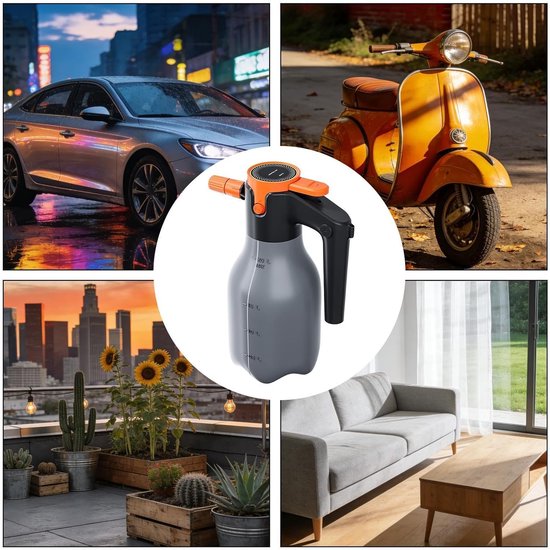 Elektrische Schuimsproeier - Oplaadbare Sproeier - Auto Wassen - Geoptimaliseerde Schuimproductie - 2 Liter Capaciteit - Grijs Oranje — afbeelding 4