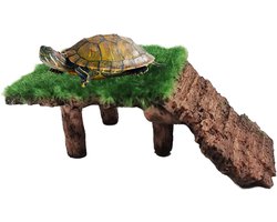 Schildpad Zonneplateau - Rustplateau Reptiel - Zonnen en Schuilen - Natuurlijk Rotsdesign - Maat S - Grijs