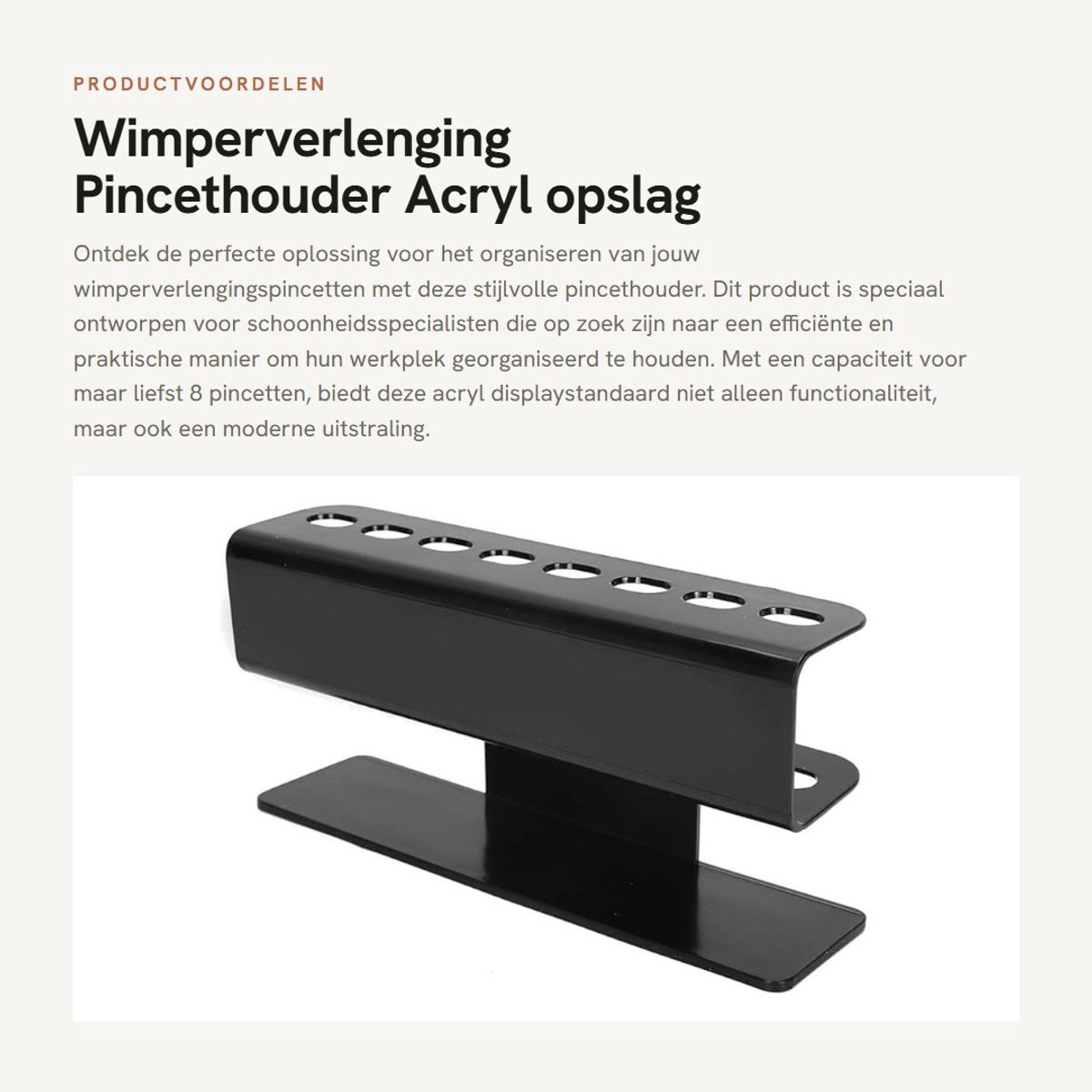 Dailygoods- Pincethouder Acryl - Pincet Plankhouder - Wimper Pincet Displaystandaard - Wimperverlenging Pincetstandaard - Opslag voor 8 Stuks - Duurzaam Design - Wimperpincet