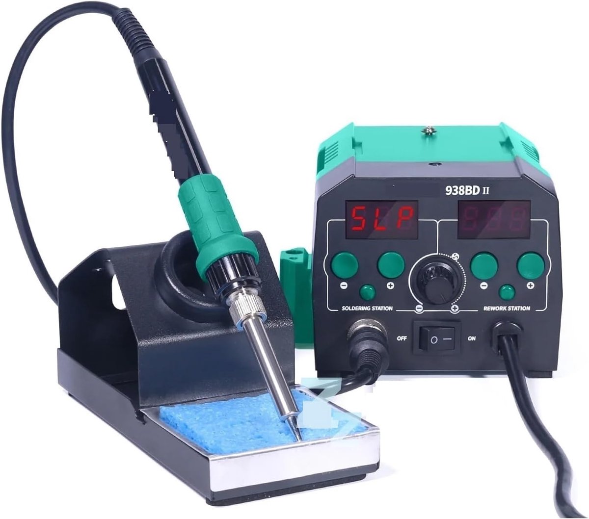 Heteluchtpistool Station - Soldeer Desoldeer - Elektronica Reparatie - 740W Vermogen Digitaal - LED Verlichting - Zwart