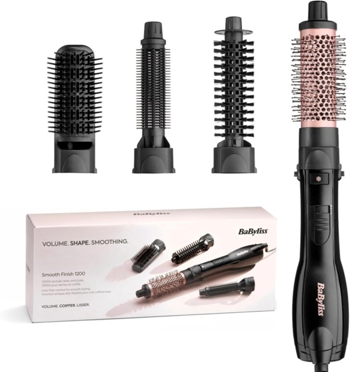 Warme Luchtborstel - Haarstyler Föhn - Haar Drogen Stylen - Ionische Anti-Pluis - 1200W Vermogen - Zwart Roze